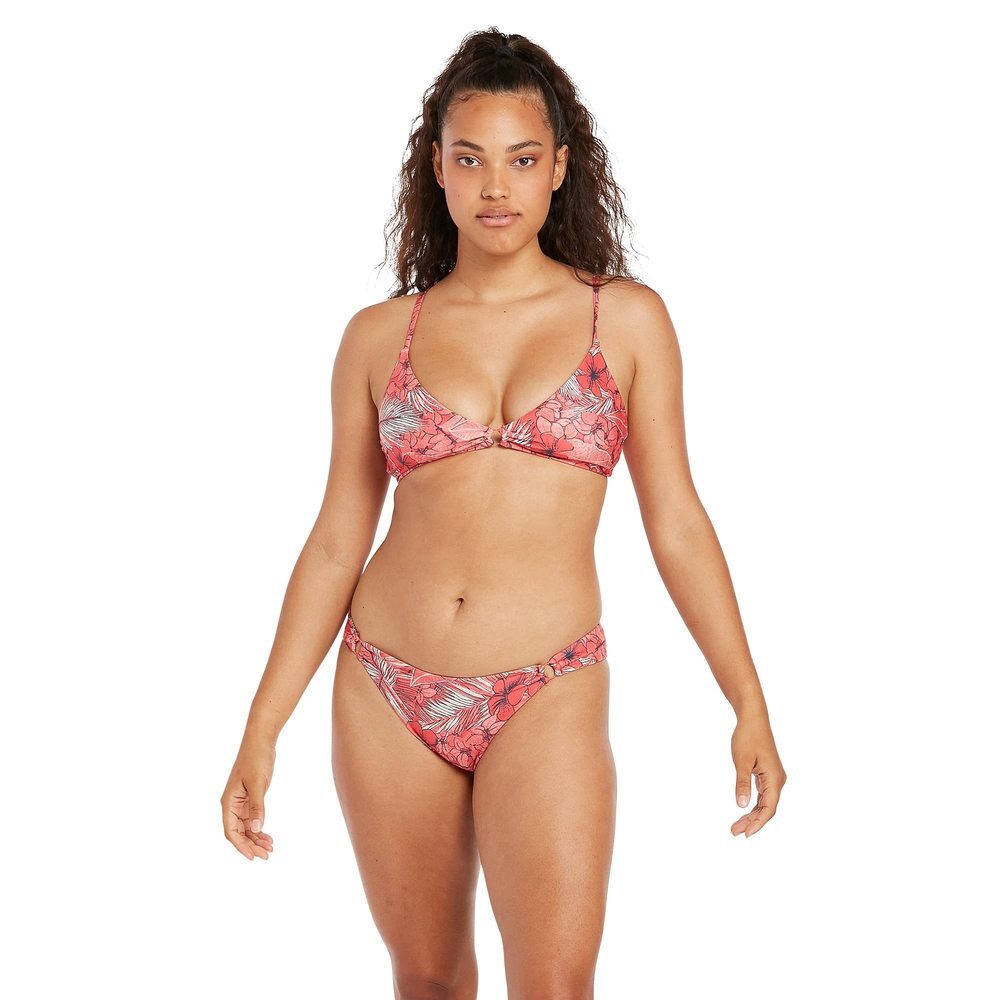 Volcom Women's Sea U Soon Vneck Bikini Top Pink L